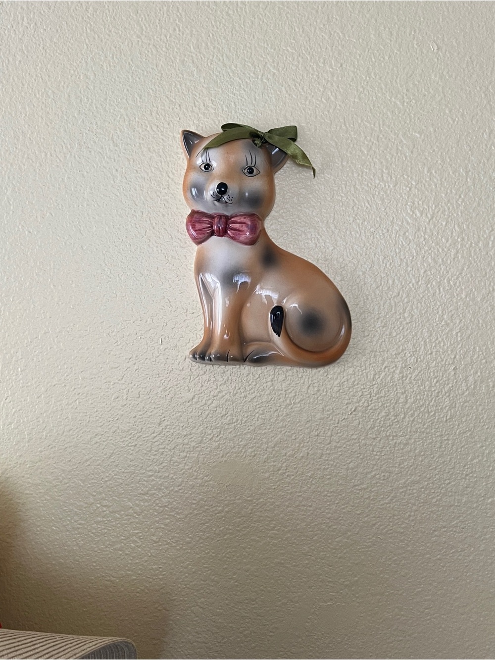 Vtg Mirtex Trading Ceramic Wall Hanging Cat with Bow Tie Decor Lot of 2 - Picture 8 of 8